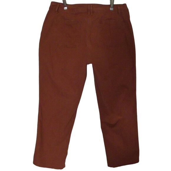 Time and Tru Crop Pants 18 x 26"inseam Orange Brown High Rise Cotton stretch - Picture 6 of 7